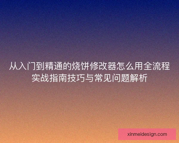从入门到精通的烧饼修改器怎么用全流程实战指南技巧与常见问题解析